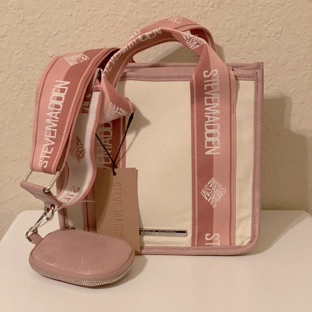 Steve Madden Pink Bwebber woven canvas tote bag